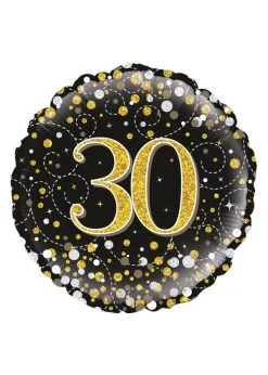 Folieballon 30 Jaar Zwart Goud Zilver Holografisch| Feestkleding Breda