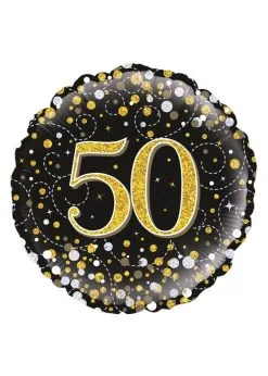Folieballon 50 Jaar Zwart Goud Zilver Holografisch| Feestkleding Breda