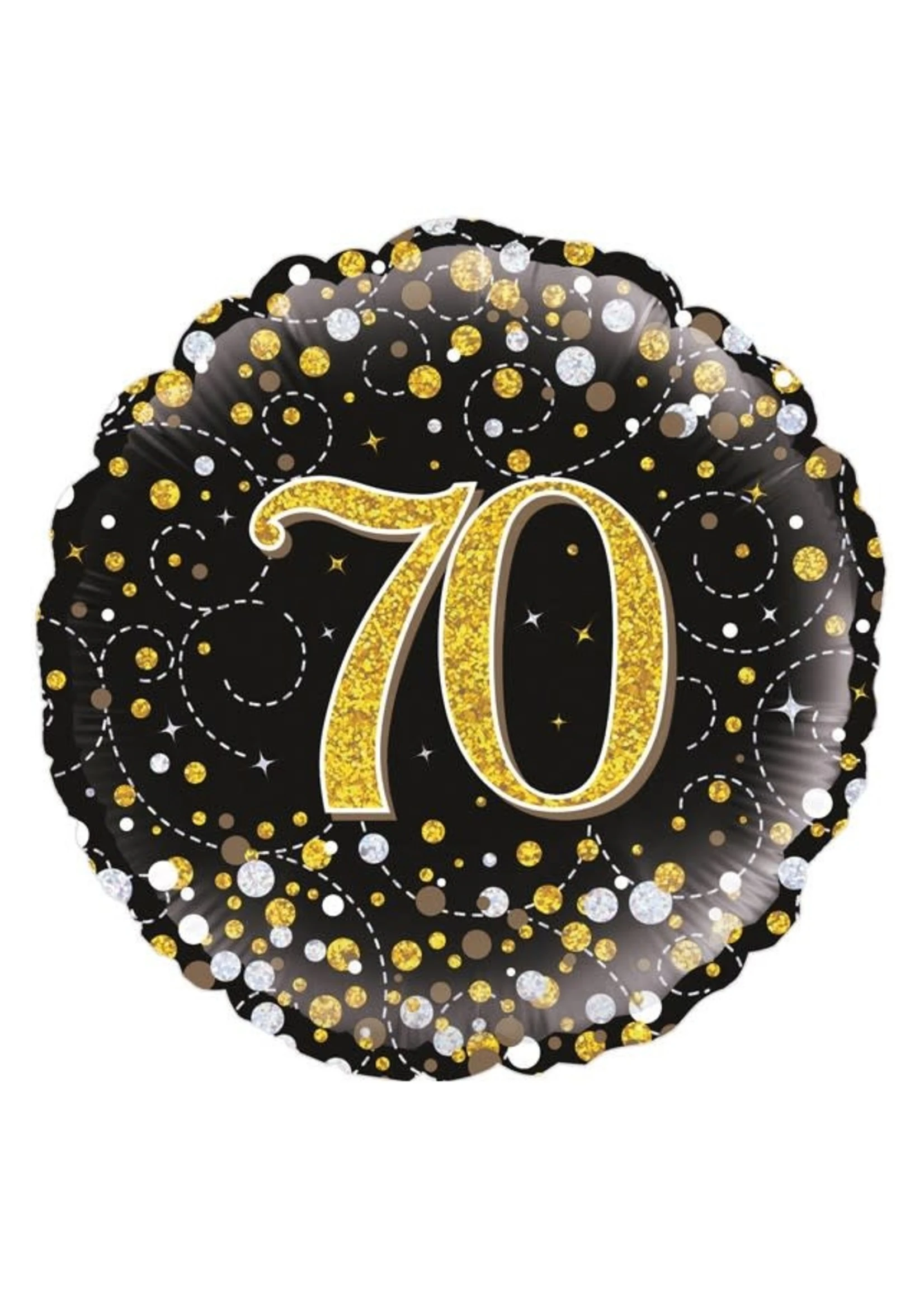 Folieballon 70 Jaar Zwart Goud Zilver Holografisch| Feestkleding Breda