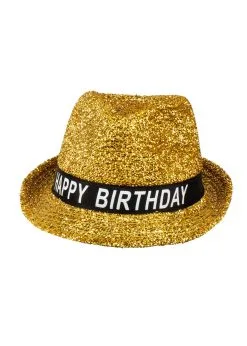 Hoed Happy Birthday Goud Glitter | Feestkleding Breda
