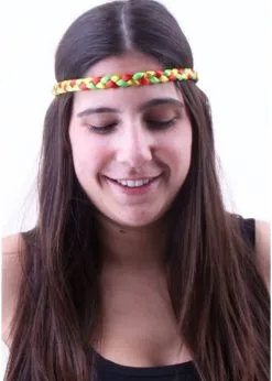 Hoofdband Gevlochten Rood/geel/groen| Feestkleding Breda