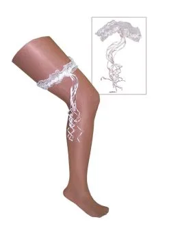 Kousenband Wit Met Sliertjes | Feestkleding Breda