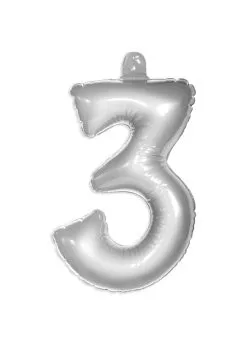 Opblaascijfer 3 Zilver