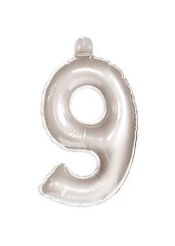 Opblaascijfer 9 Zilver