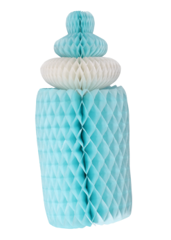 Pompom Geboorte Fles Blauw, Jongen