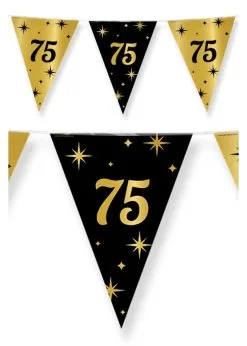 Vlaggenlijn 75 Jaar Zwart/goud 10m | Feestkleding Breda