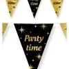 Vlaggenlijn Party Time Zwart/goud 10m | Feestkleding Breda