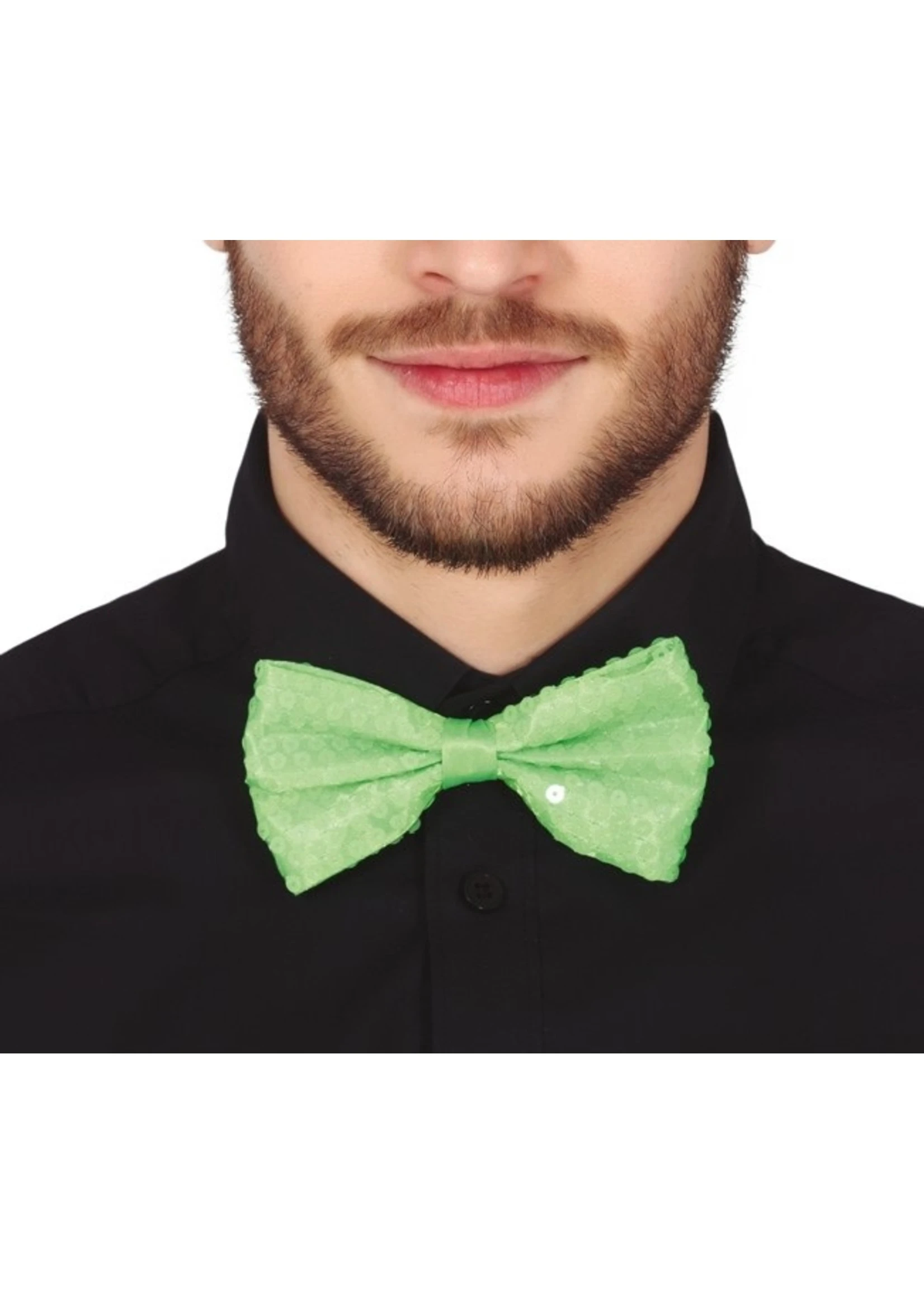 Vlinderstrik Neon Groen Met Pailletten | Feestkleding Breda