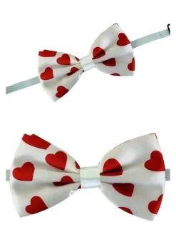 Vlinderstrik Wit Met Rode Hartjes | Feestkleding Breda